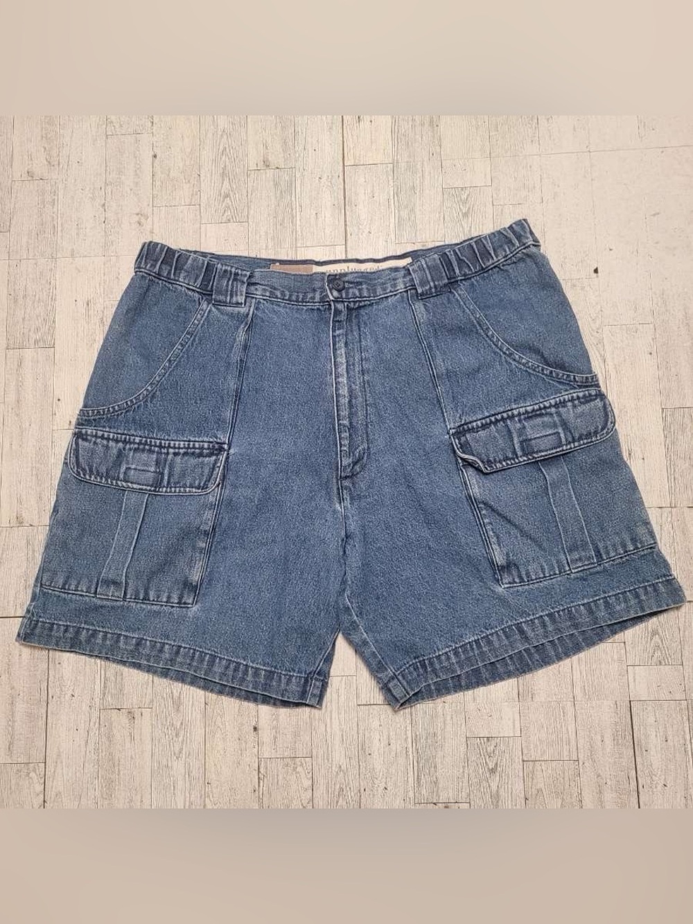 Men's Savane Medium Wash Hiking Cargo Field Denim Jean Shorts Size 38